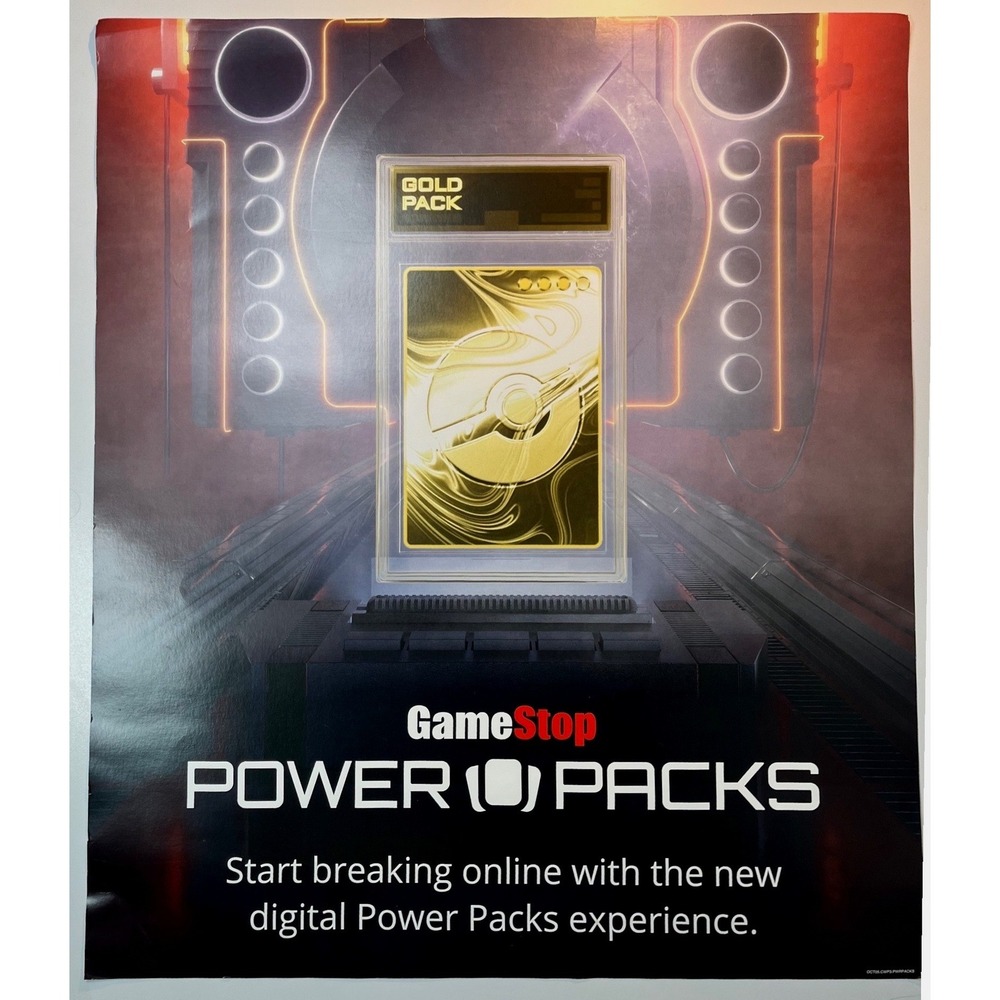 GameStop Pokemon Power Packs Gold Pack Promotional Poster Store Display 24x28